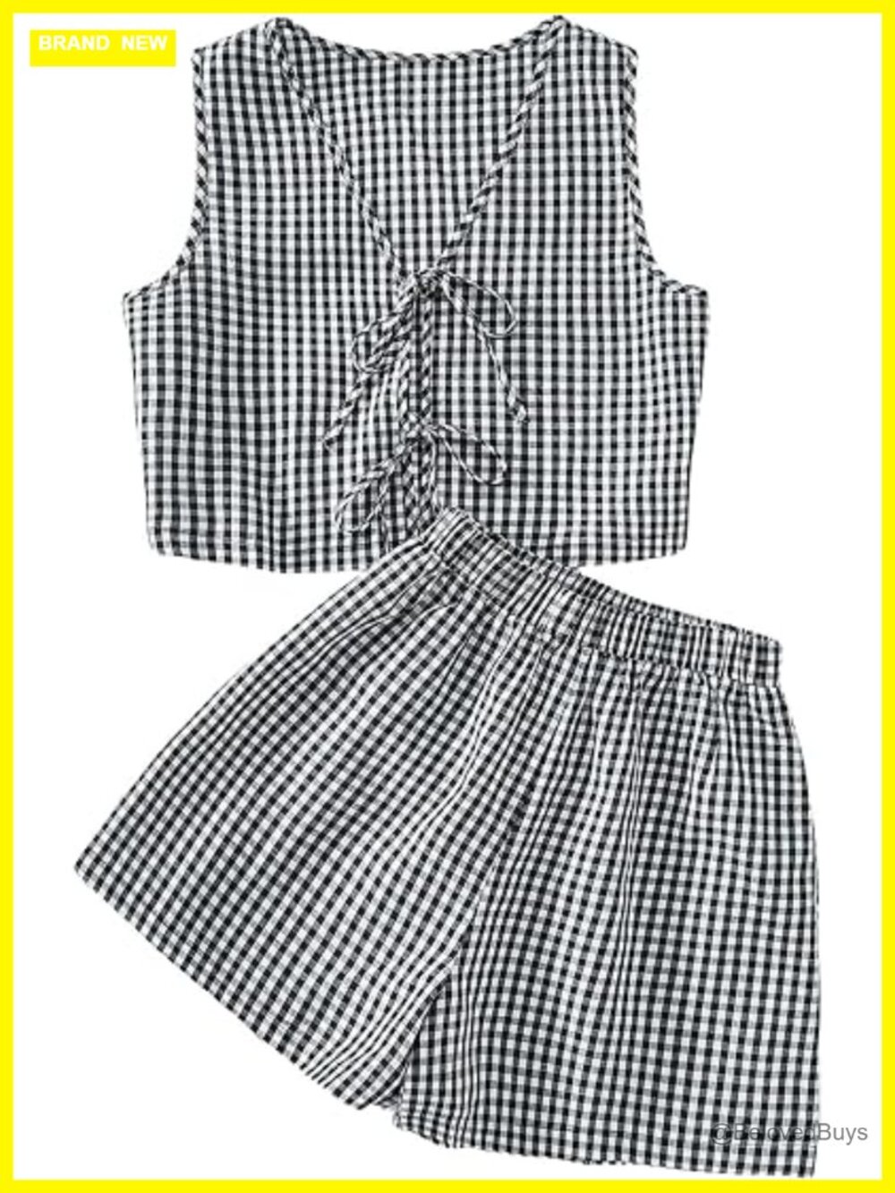 Plaid Print Sleeveless Tie Front Tank Top Shorts 2 Piece Set
